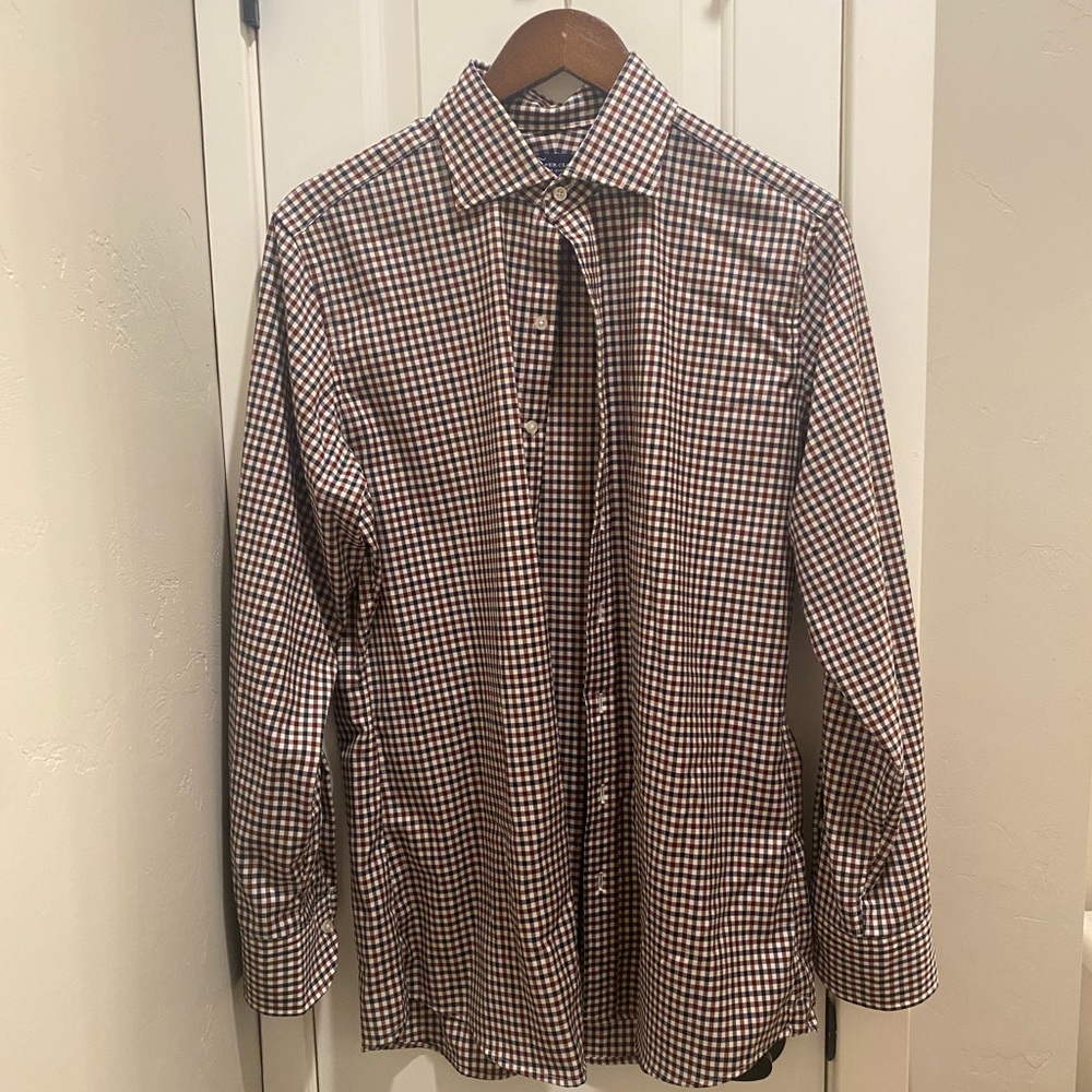 Proper Cloth Gingham Merino Wool Button Up Shirt